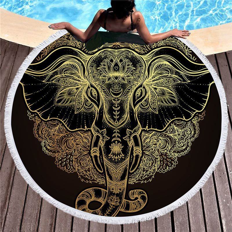 Elephant, Turtle, Owl, Fish Animal Beach Towel Mat