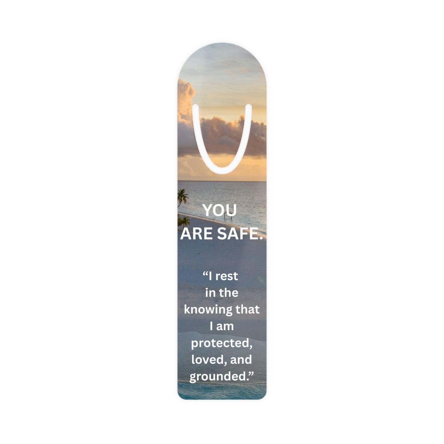 You Are Safe Light Gray Personalized Aluminum Bookmark – Inspirational Gift for Book Lovers