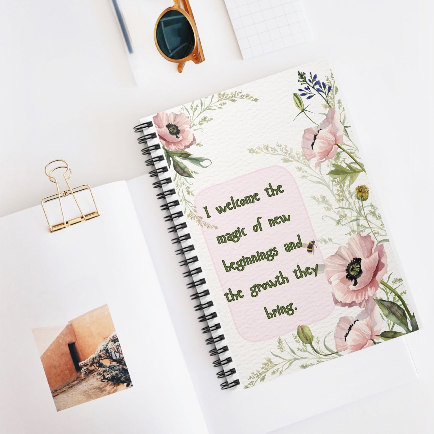 “I welcome the magic of new beginnings” Ruled Inspirational Journal