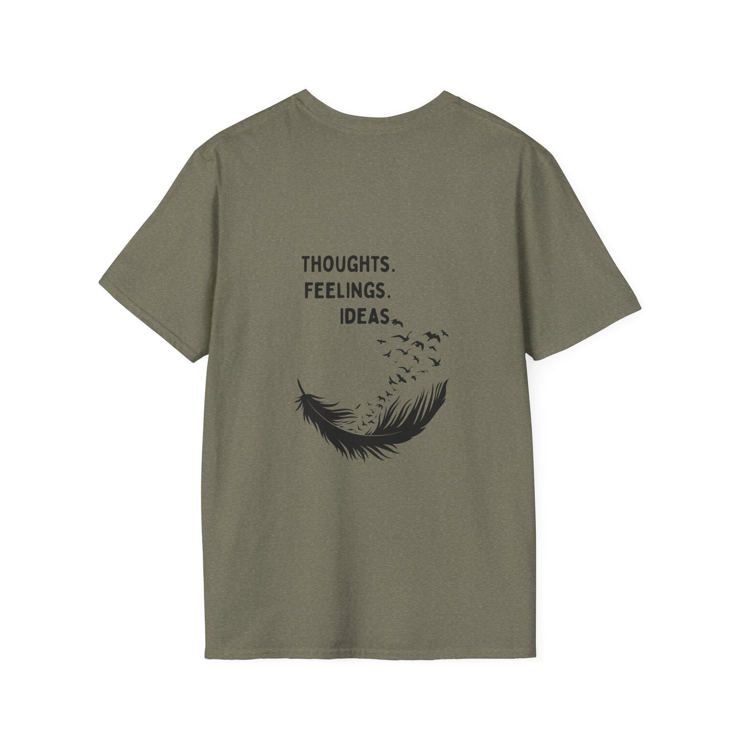 "Thoughts. Feelings. Ideas." — Unisex Softstyle T‑Shirt (Black Print)