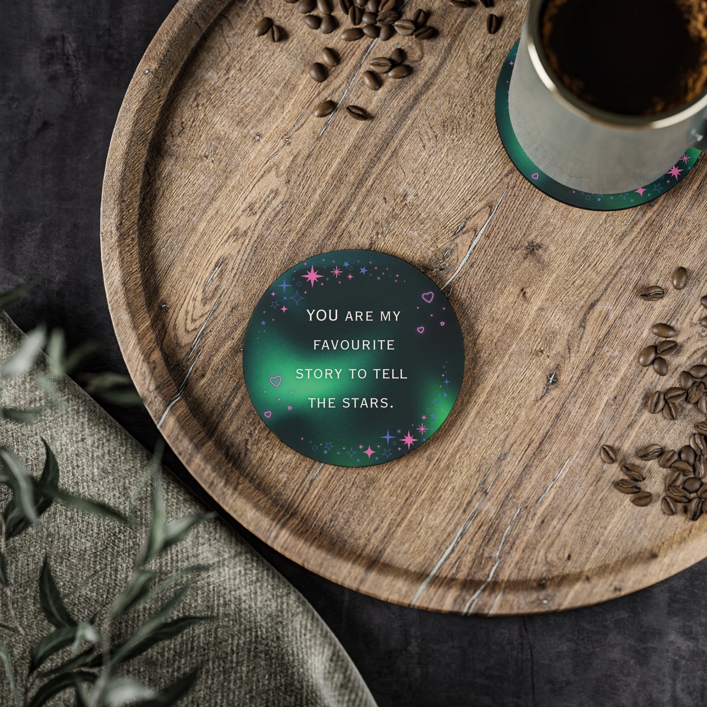 You Are My Favourite Story To Tell The Stars Coaster – Romantic Drink Coaster for Couples & Home Decor