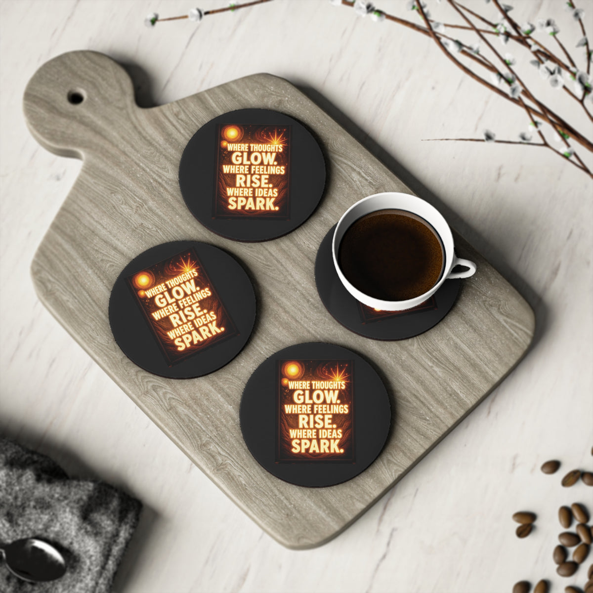 Cork Drink Coaster — Where Ideas Spark