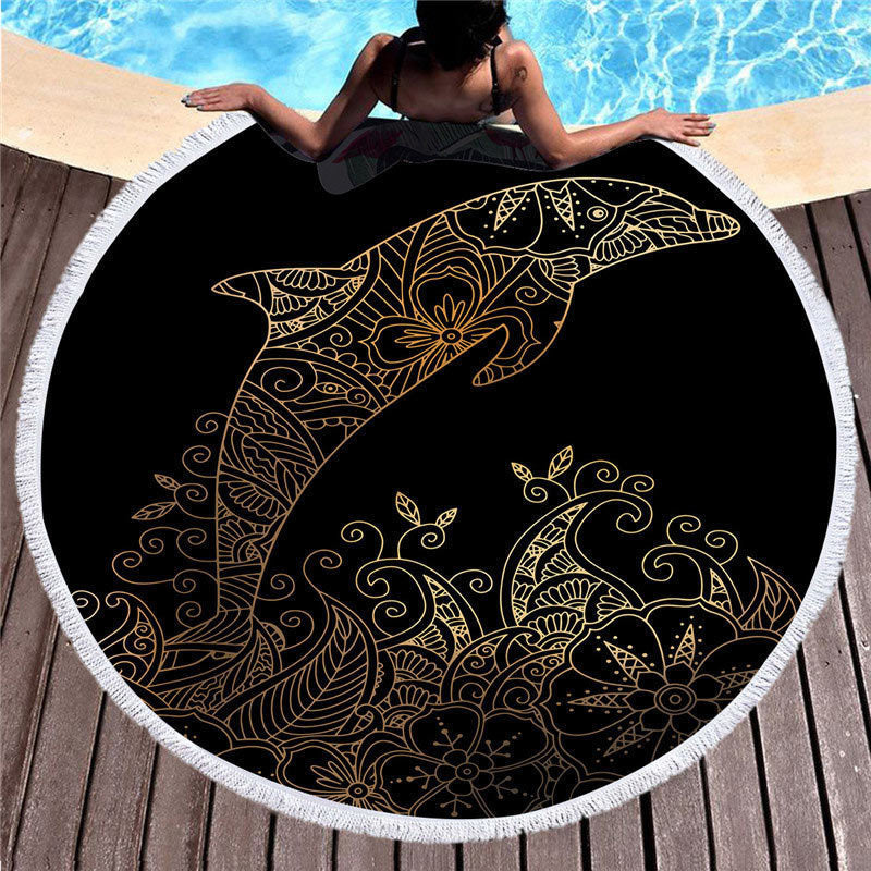 Elephant, Turtle, Owl, Fish Animal Beach Towel Mat