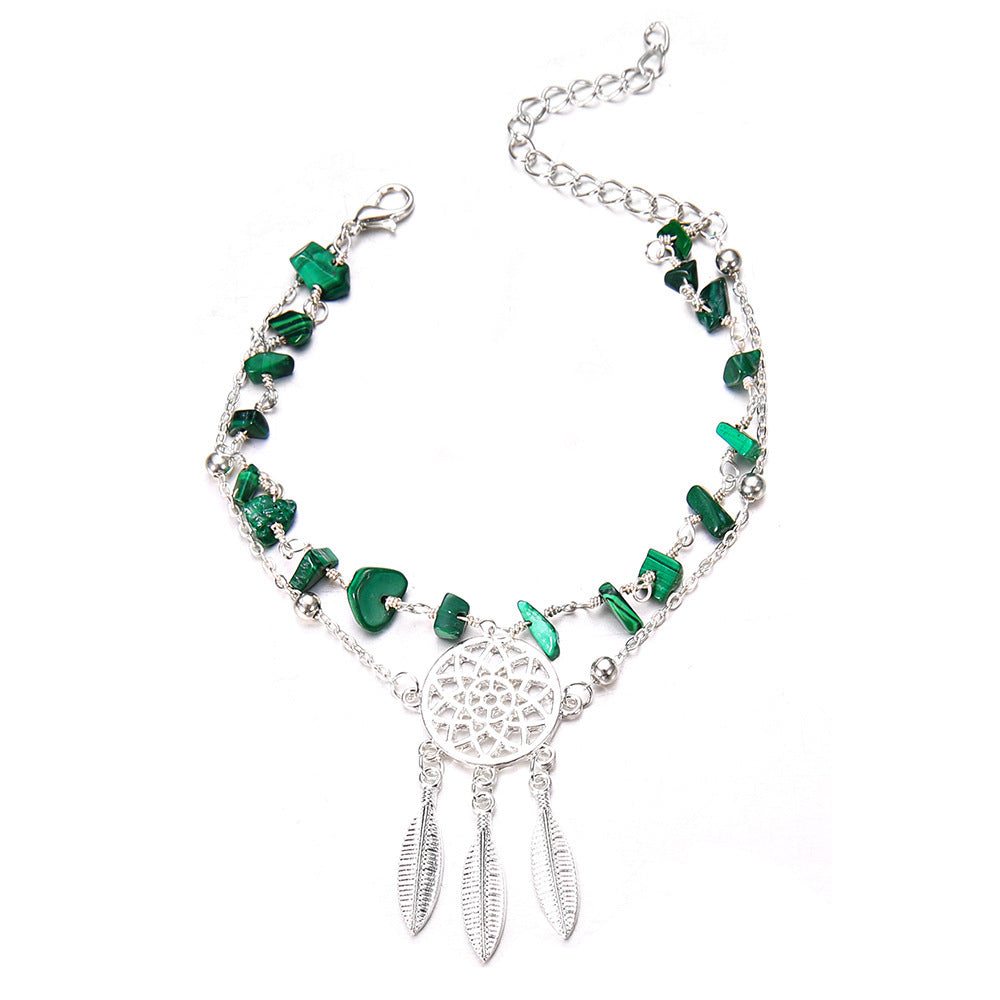 Turquoise Hollow Dream Catcher Ankle Bracelet