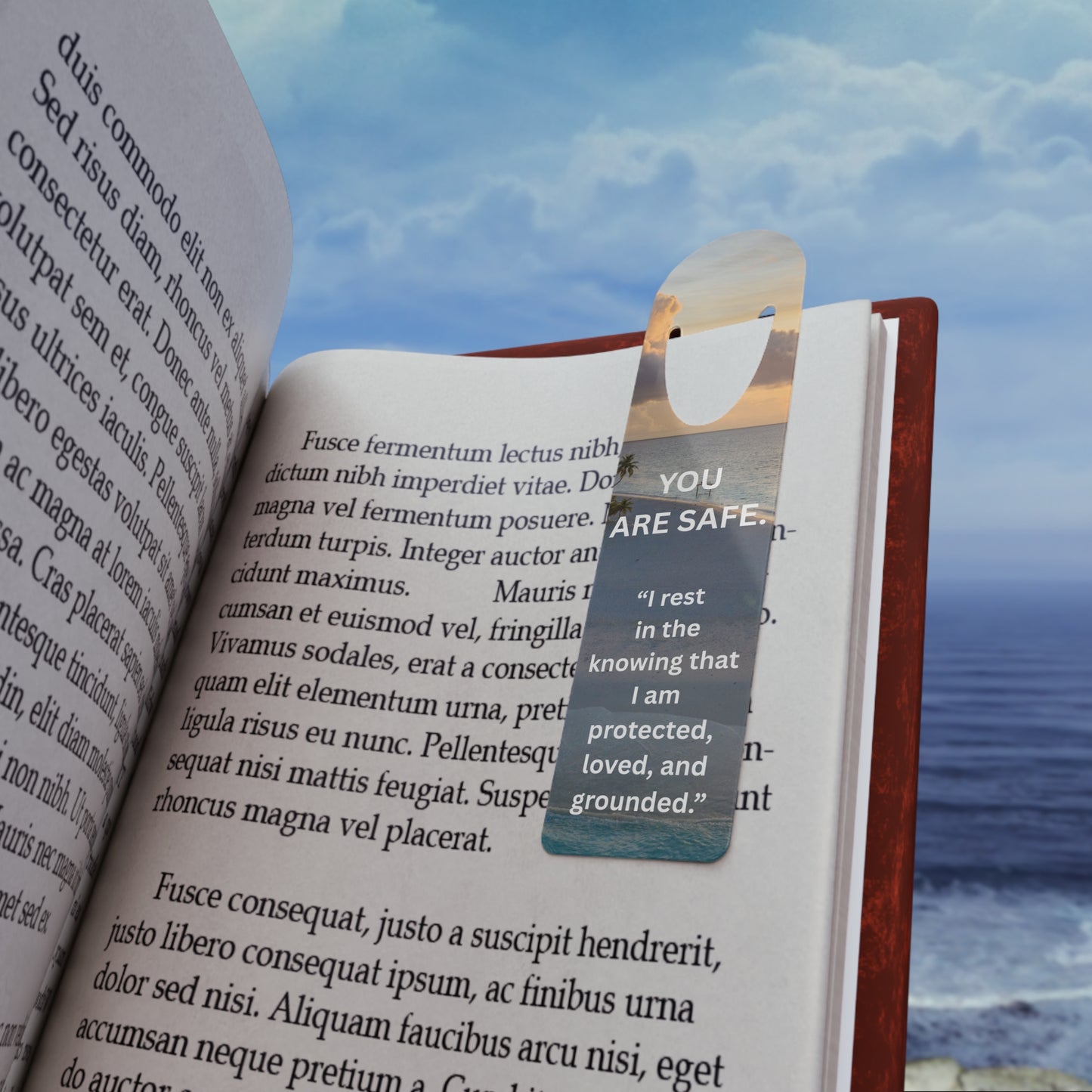 You Are Safe Light Gray Personalized Aluminum Bookmark – Inspirational Gift for Book Lovers
