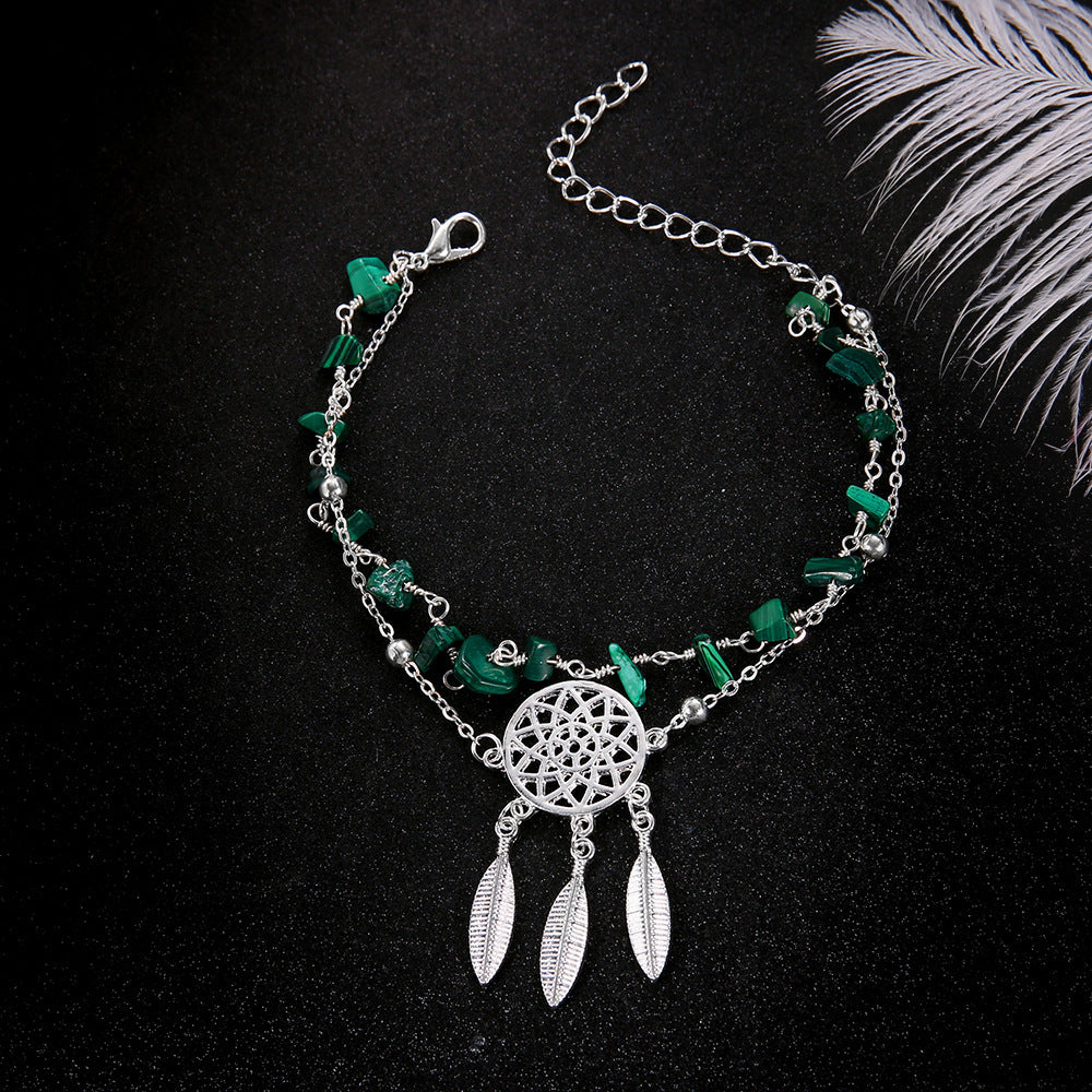 Turquoise Hollow Dream Catcher Ankle Bracelet