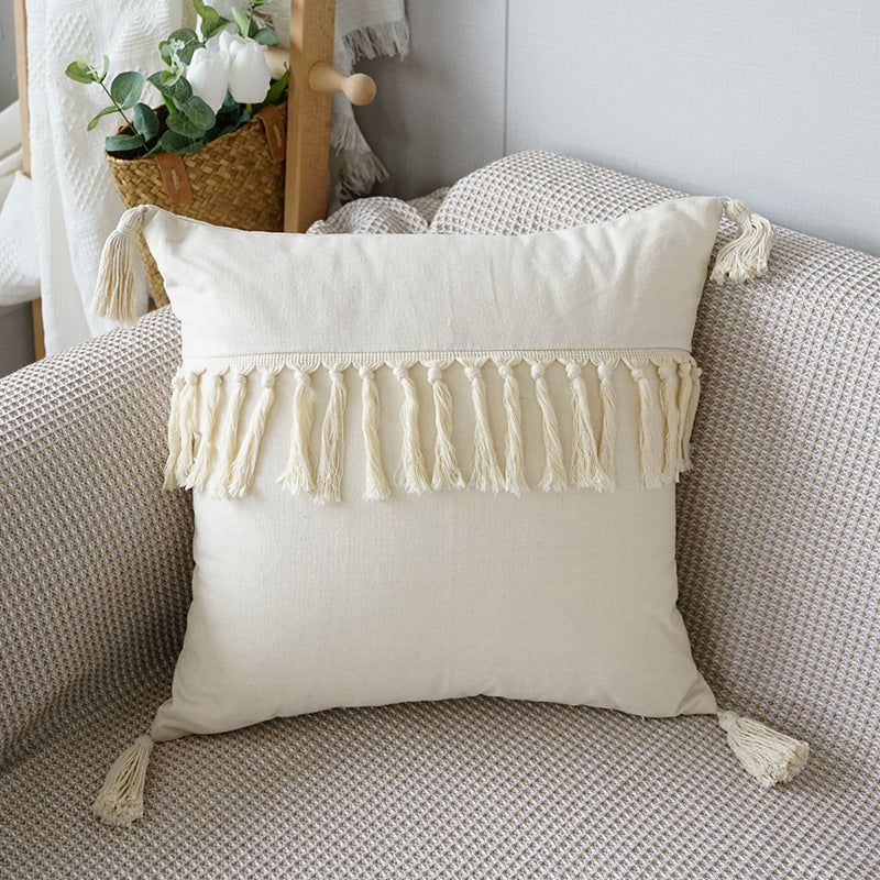 Boho Tufted Tassel Pillowcase Cushion Cover – Ethnic Canvas Decorative Throw Pillow