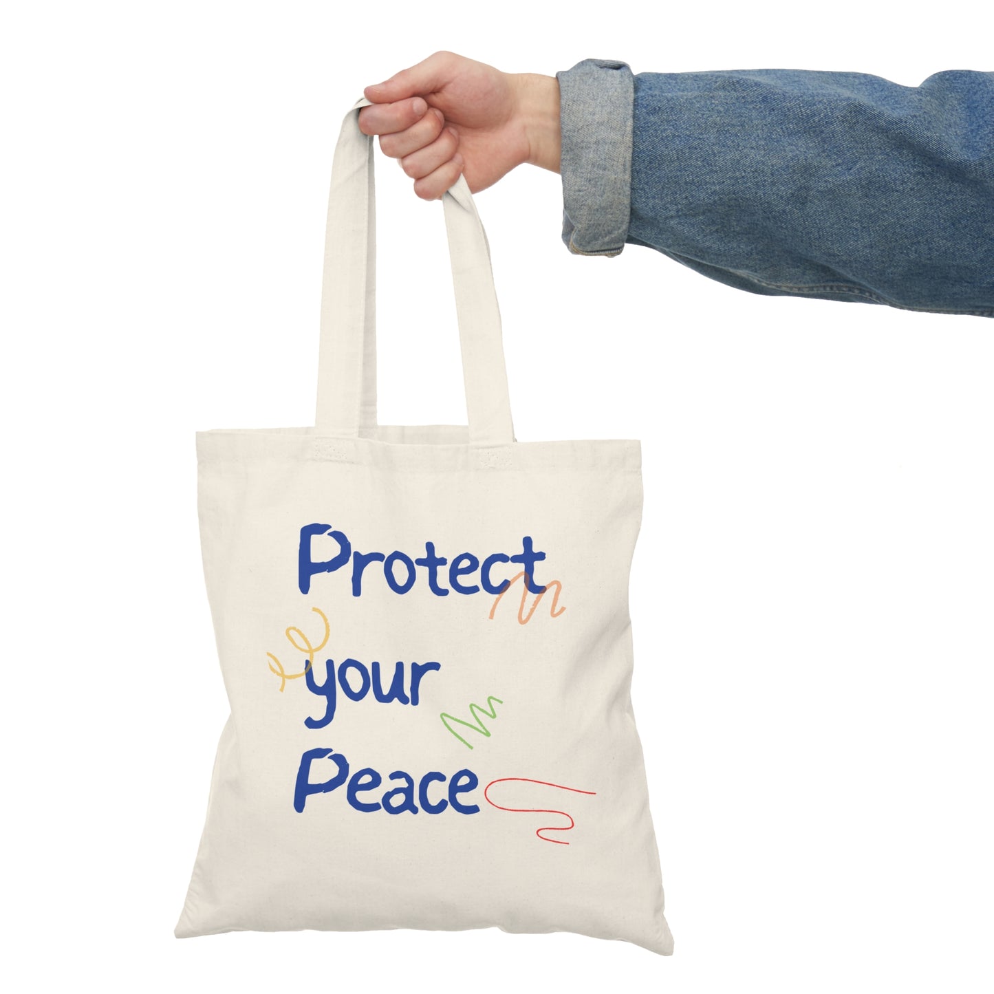 Protect Your Peace Natural Tote Bag – Eco-Friendly, Inspirational Cotton Canvas