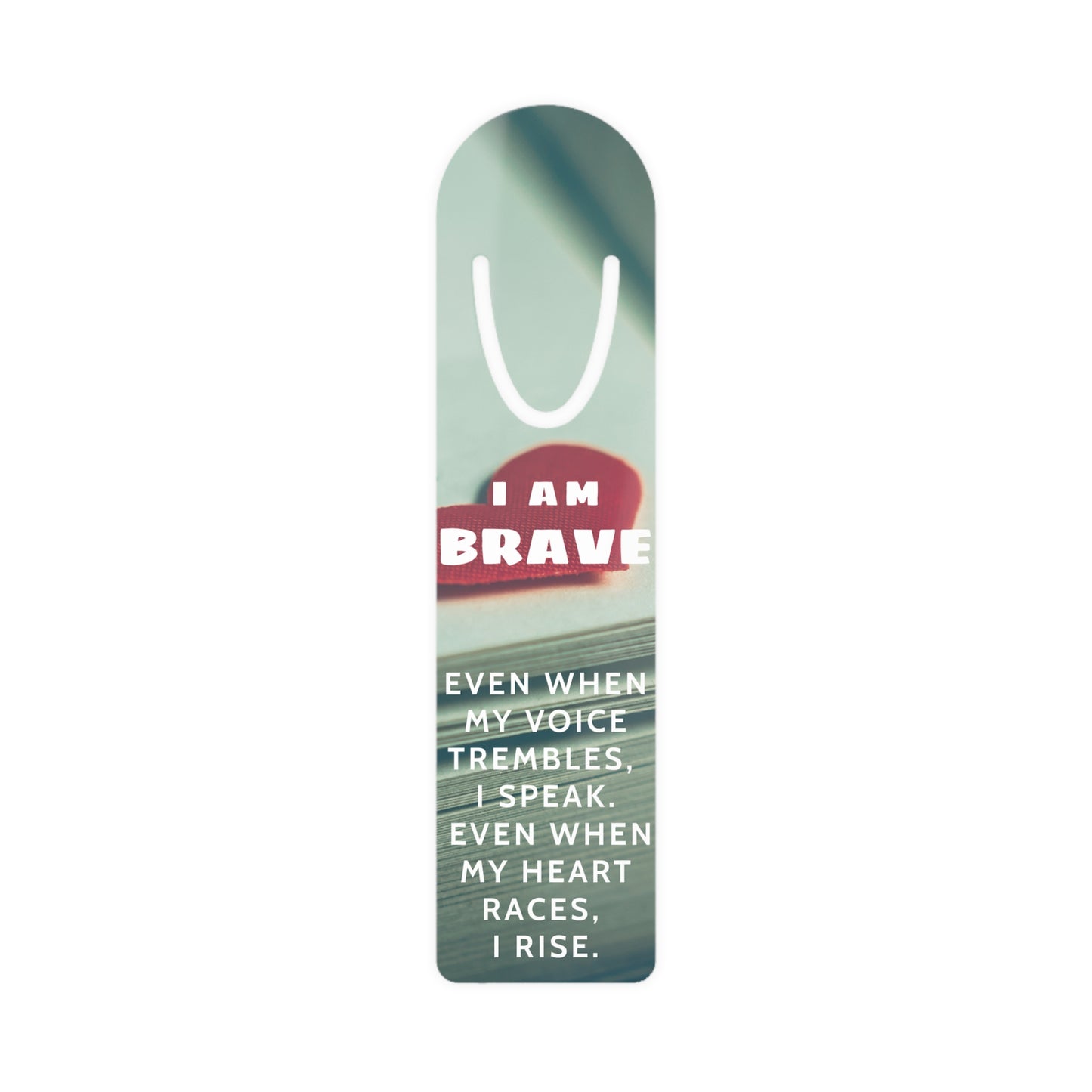 Motivational bookmark with text on a white background