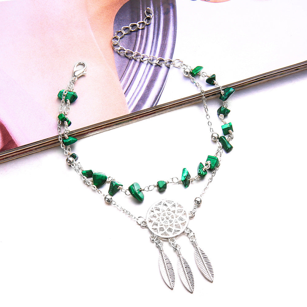 Turquoise Hollow Dream Catcher Ankle Bracelet