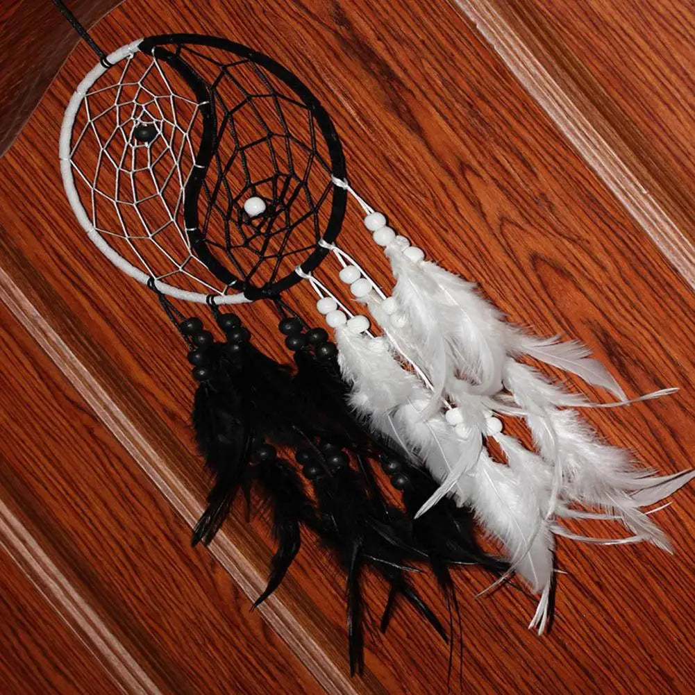 Balance Harmony Dream Catcher Bedroom Decor Dream Catcher Black White Feather Dream Catchers Yin Yang Wall Decorations for Home