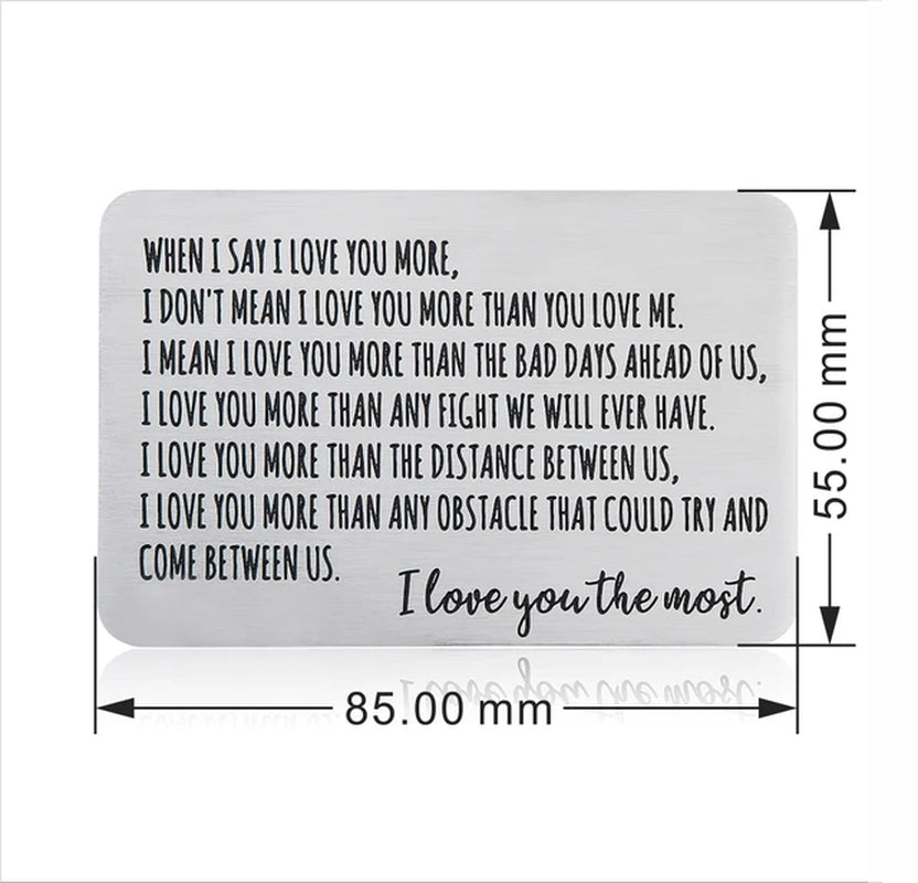 Wallet Insert Card Gifts for Him Men Husband Valentine from Wife Girlfriend Boyfriend Anniversary Birthday Gift for Groom Fiance