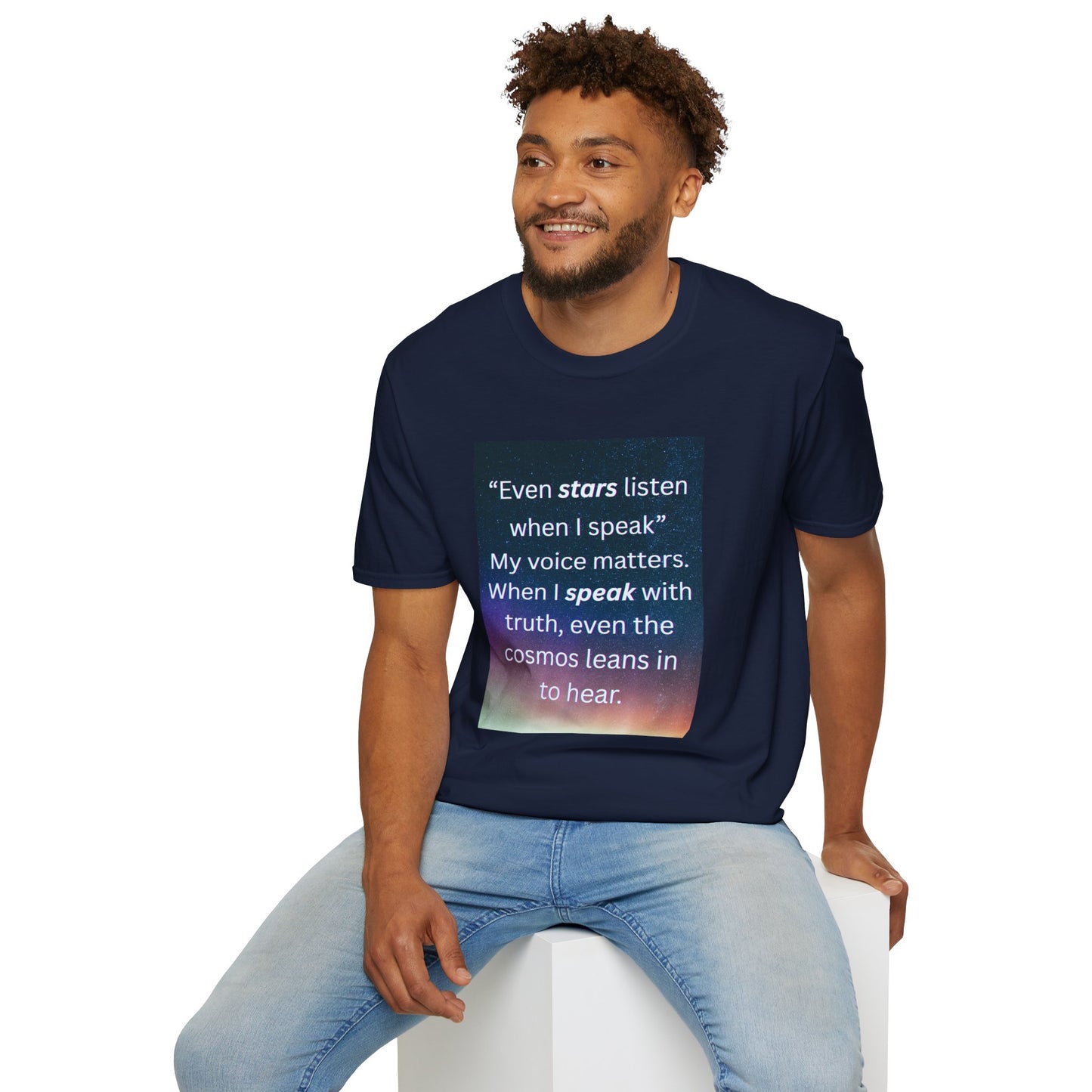 Cosmic Inspiration T-Shirt – Unisex Softstyle Tee for Thoughtful Souls, Spiritual & Motivational Galaxy Gift