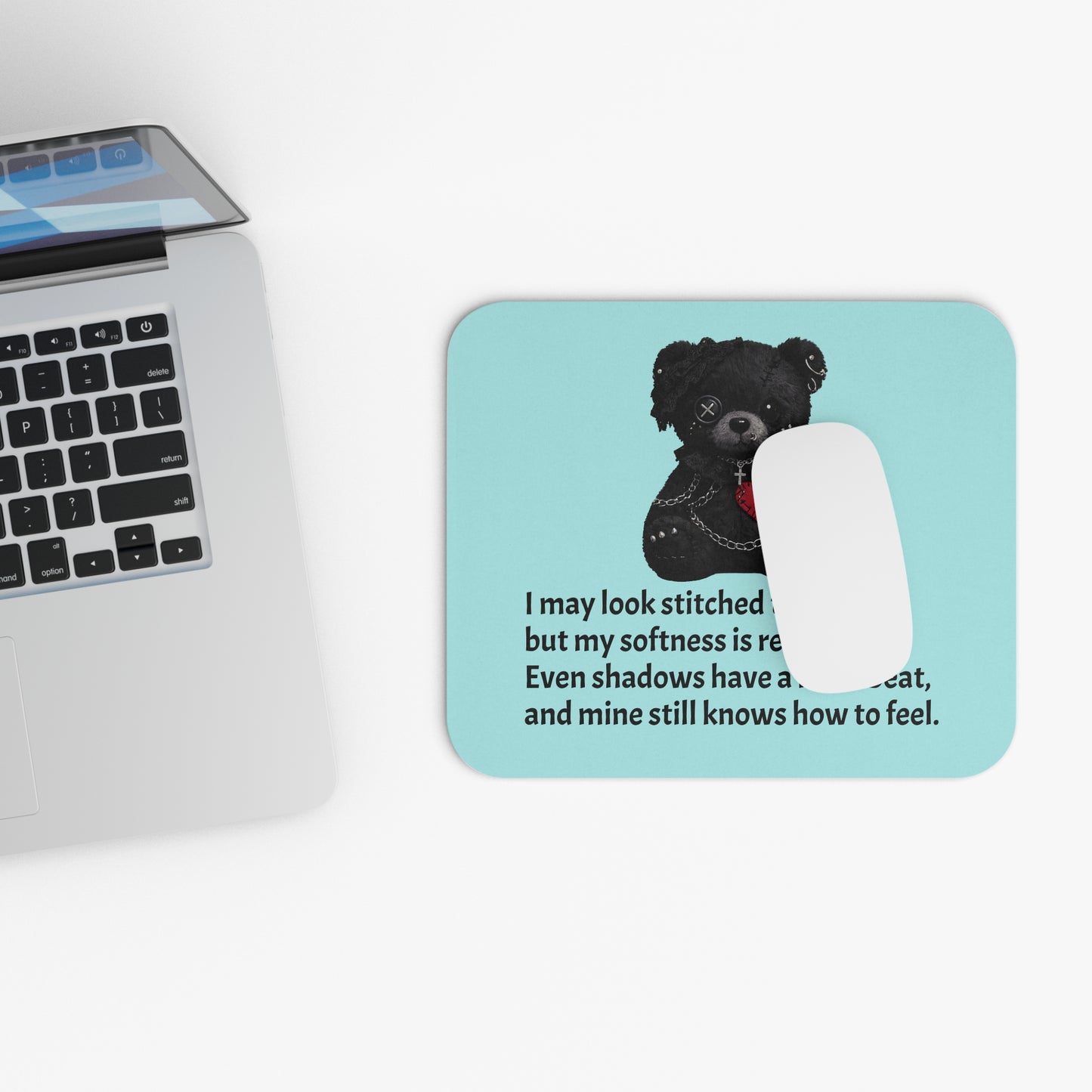 Stitched Softness — A Mouse Pad for Gentle Strength Light Blue