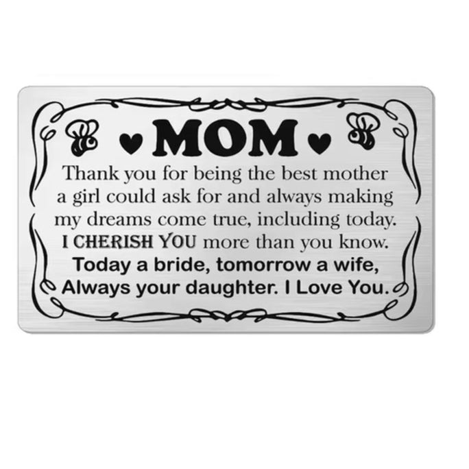 Stainless Steel Wallet Card Postcard Family to MY SON DAUGHTER SISTER BROTHER DAD MOM WIFE HUSBAND Couple Christmas Gift Trendy