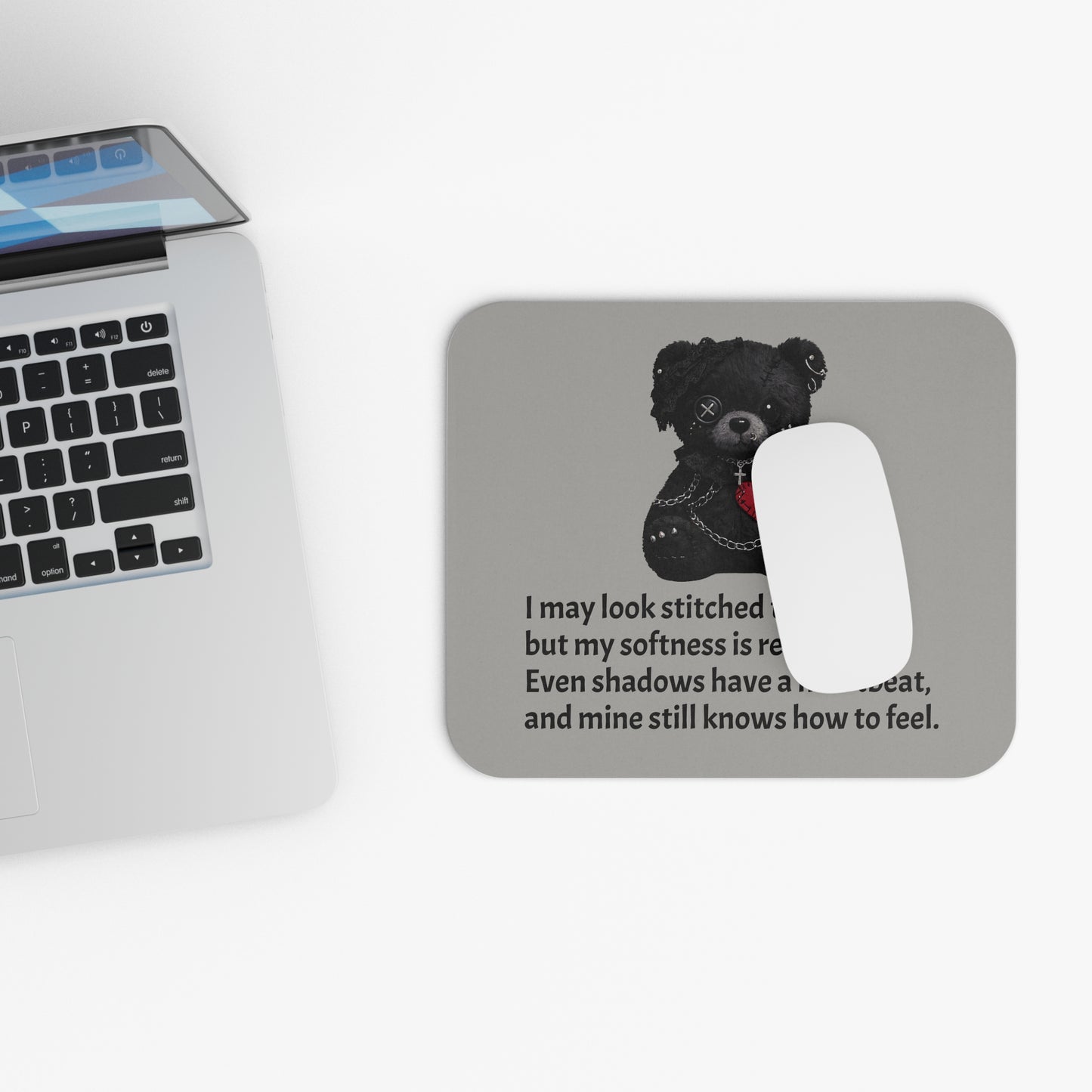 Stitched Softness — A Mouse Pad for Gentle Strength Gray
