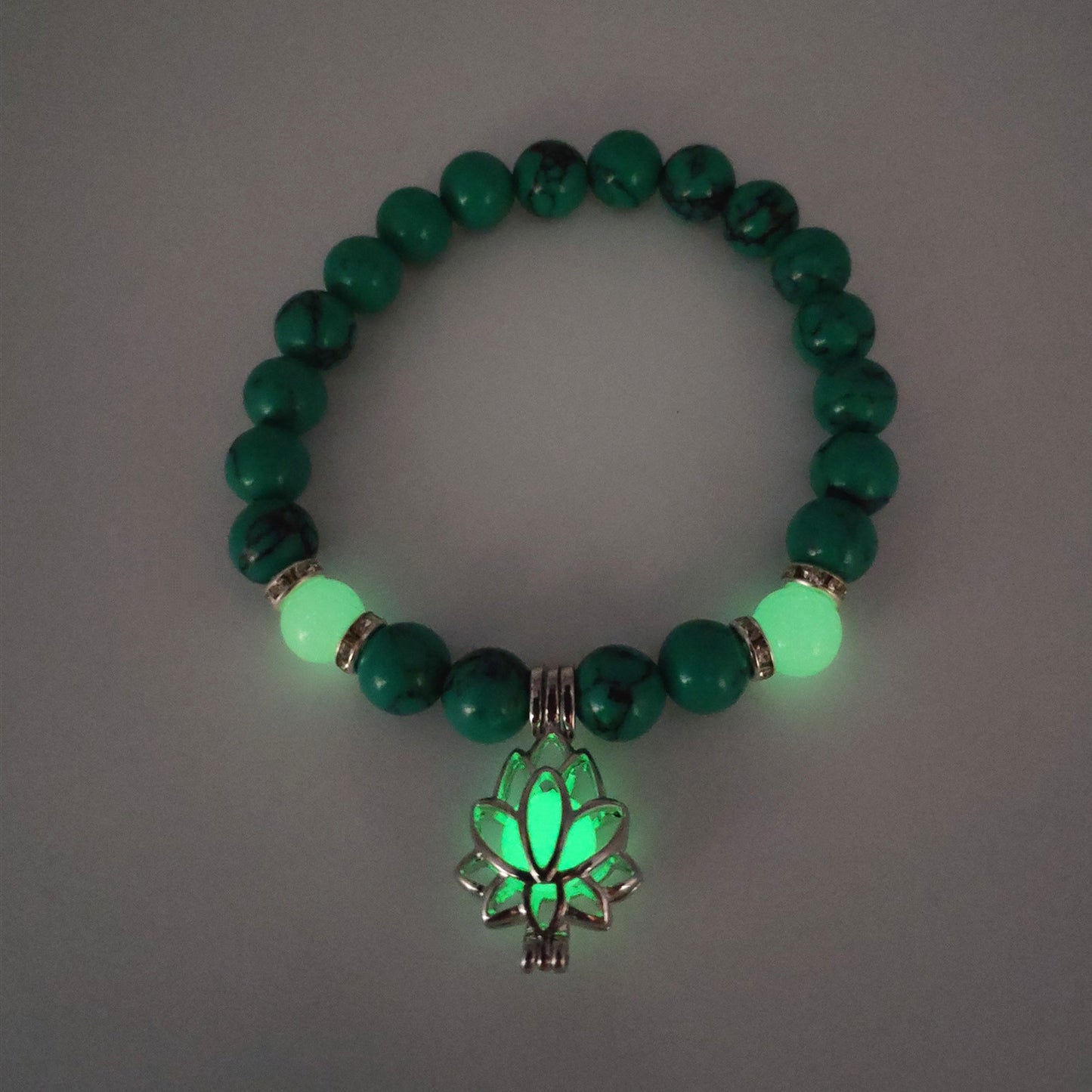 Glow in the Dark Lotus Natural Stone Bracelet
