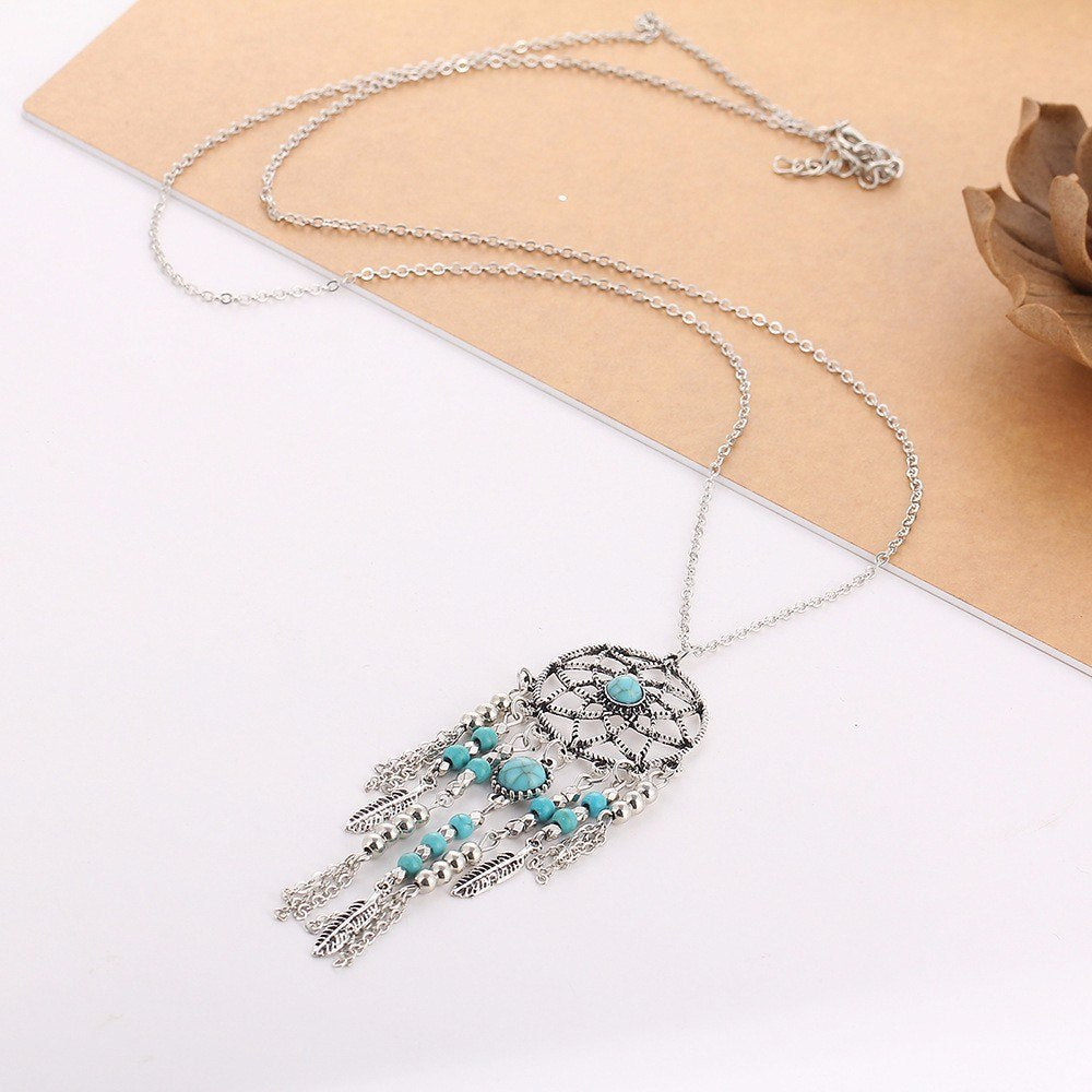Trendy Style Dreamcatcher Pendant Mandala Lotus Necklace