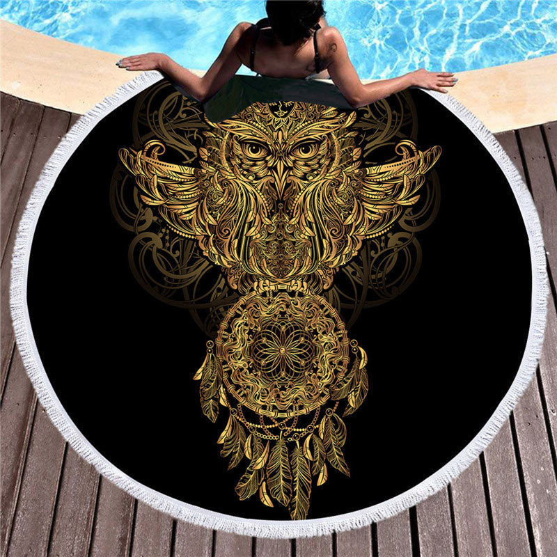 Elephant, Turtle, Owl, Fish Animal Beach Towel Mat