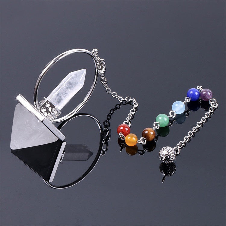 Obsidian Meditation Pendulum with Seven Chakra Beads