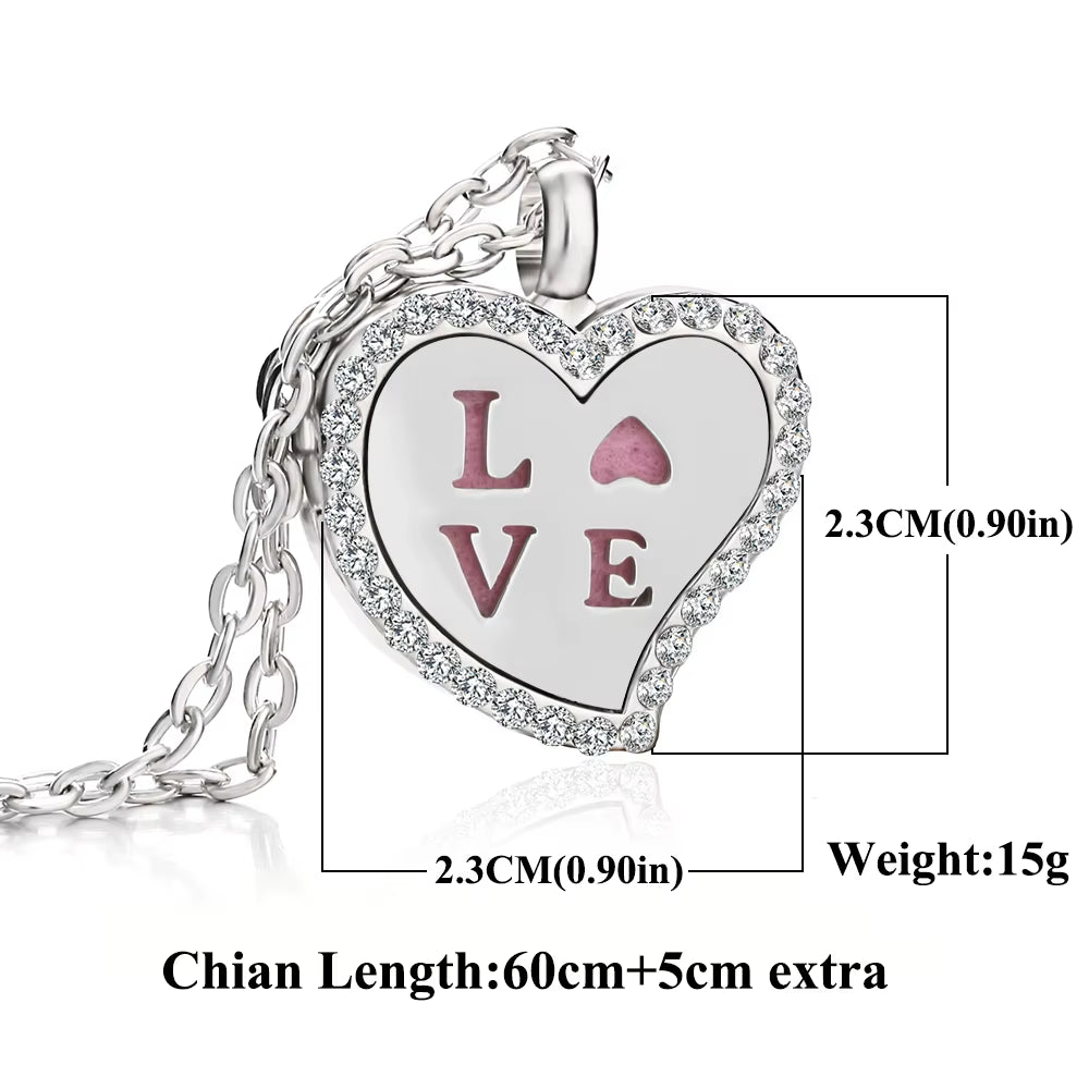 2023 New Aromatherapy Necklace Diffuser Pendant Locket Crystal Tree Love Heart Perfume Essential Oil Diffuser Necklace for Women