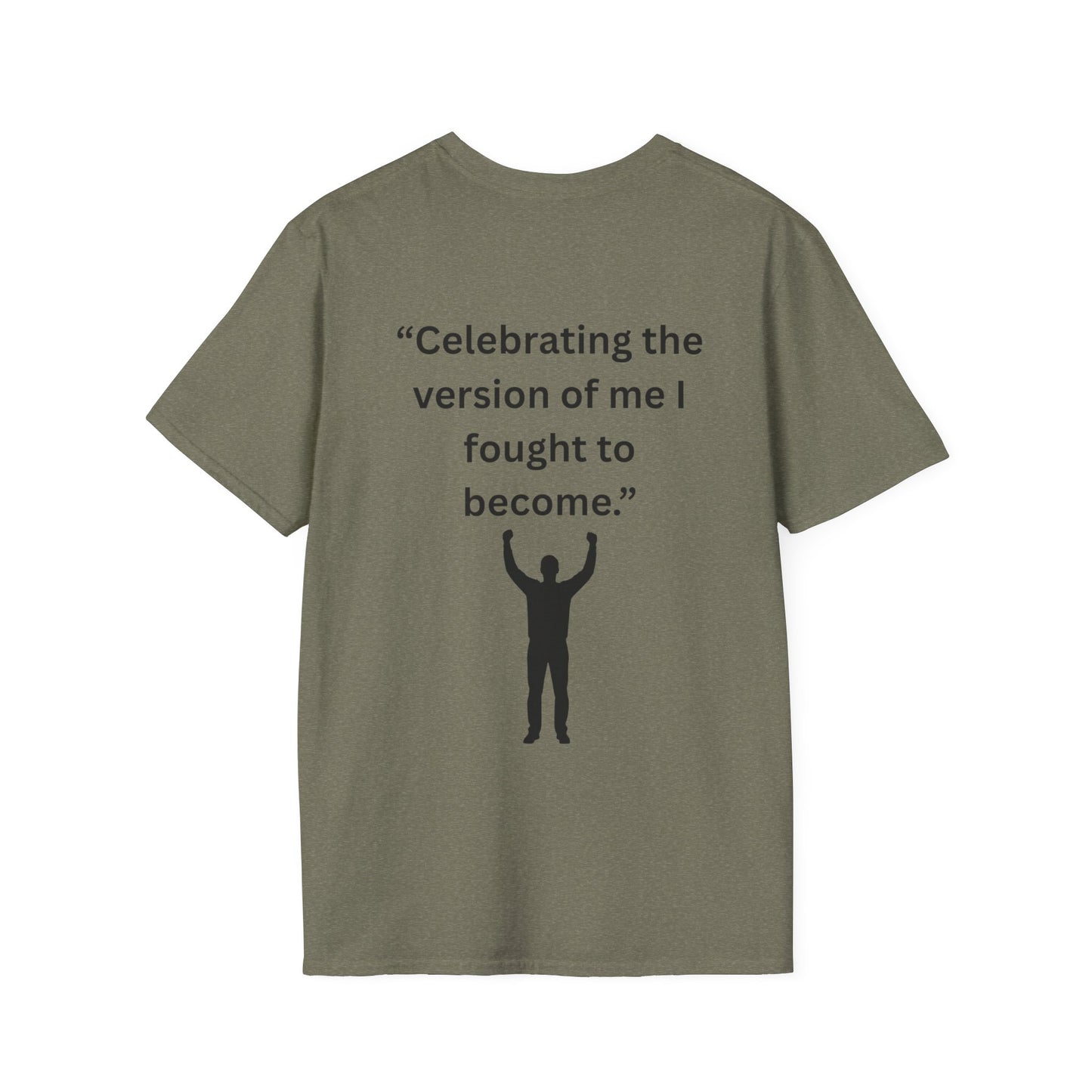 "Celebrating The Version of Me" — Empowered Man Unisex Softstyle Tee (Black Print)