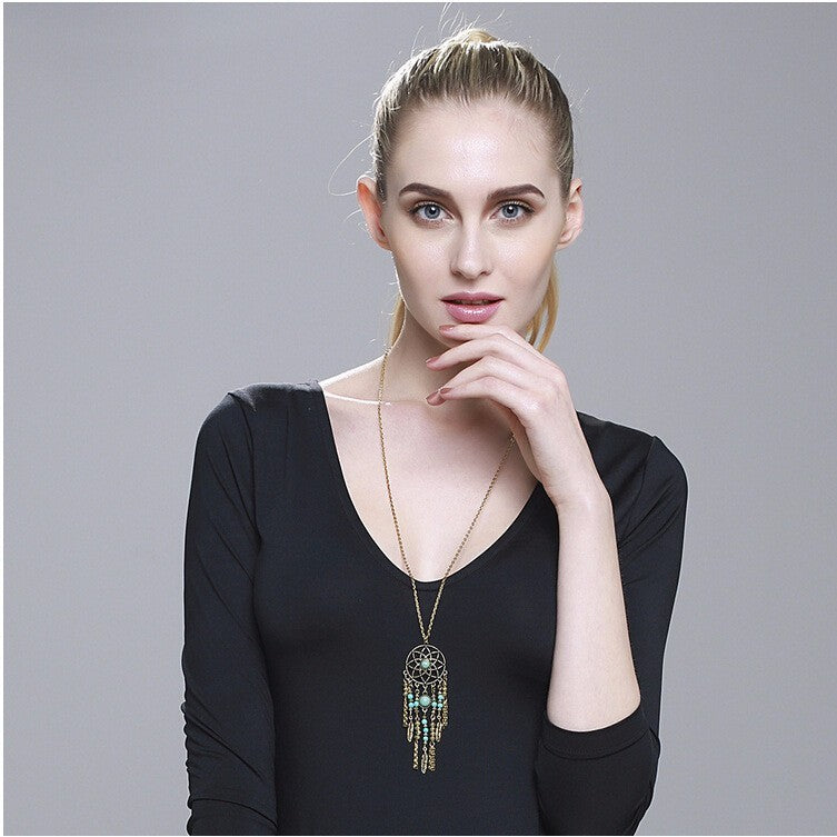 Trendy Style Dreamcatcher Pendant Mandala Lotus Necklace