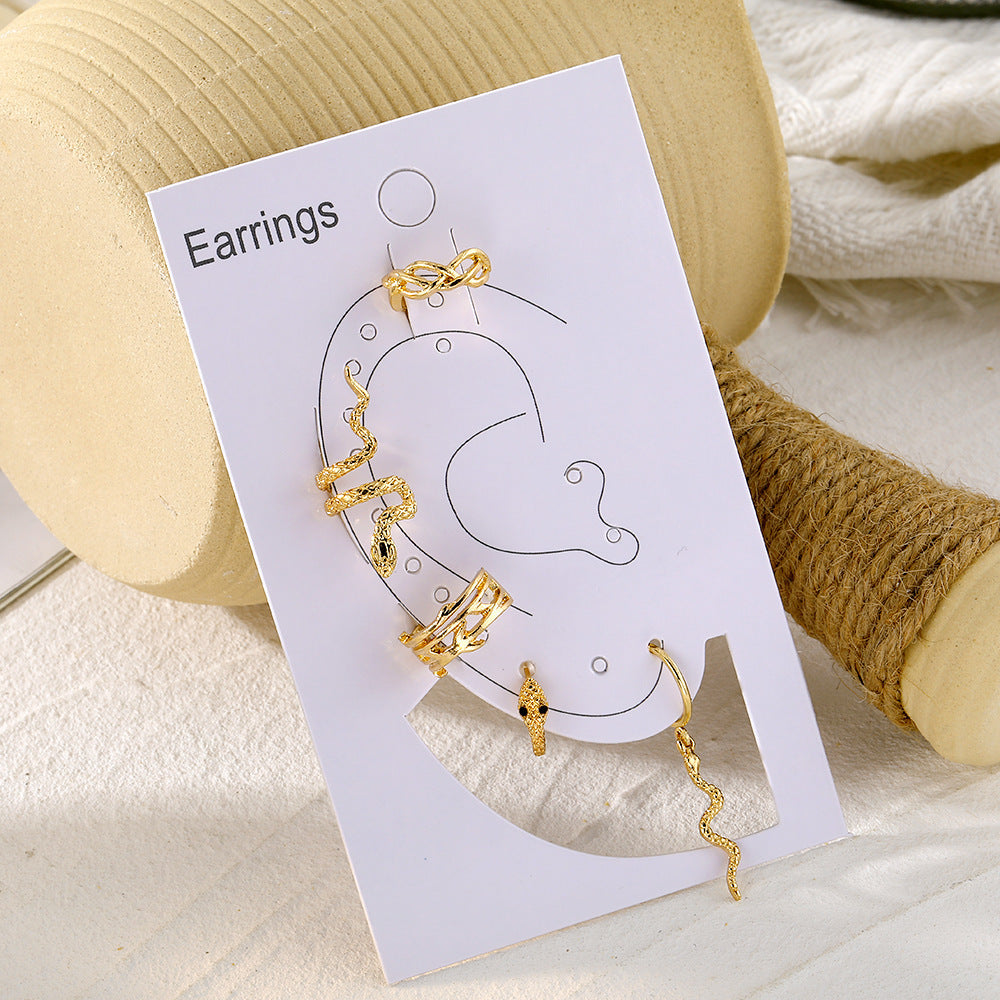 Punk Gold Plated Snake Clip Earrings