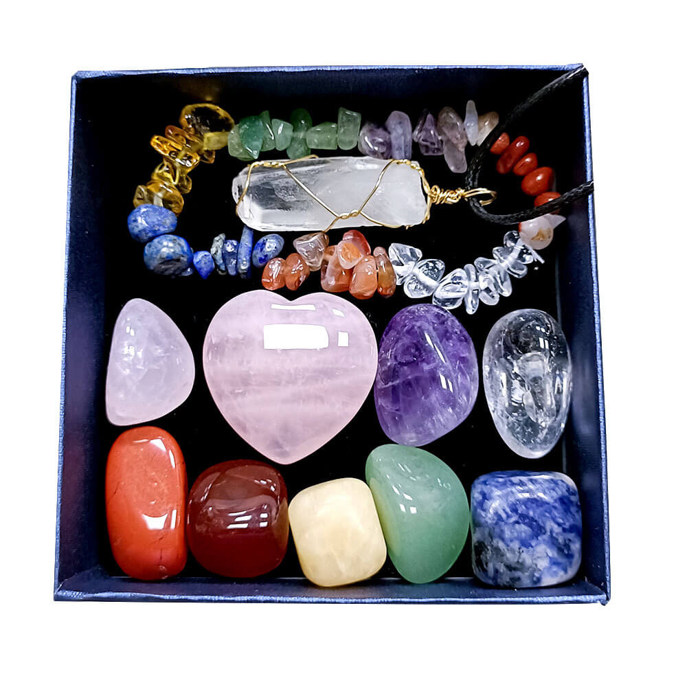 Crystal Jade Chakra Combination Set Love Hexagon Pillar