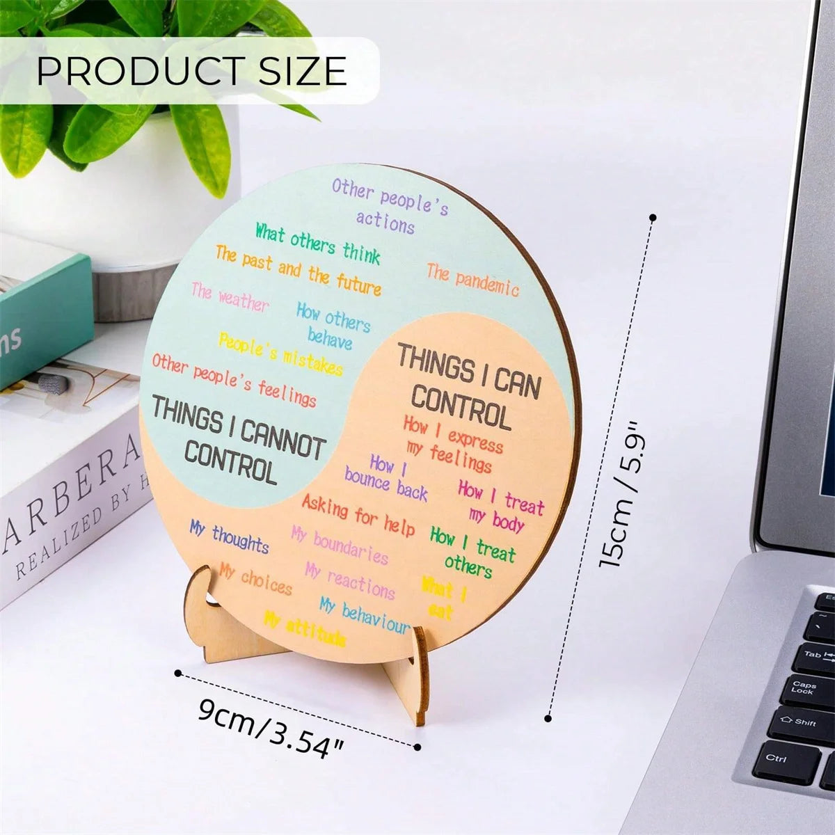 Feelings wheel emotional guide with durable desk stand for therapists, classrooms, or home use