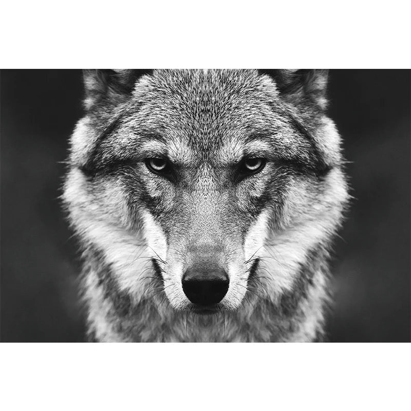 Wolf Head Black White Canvas Unframed