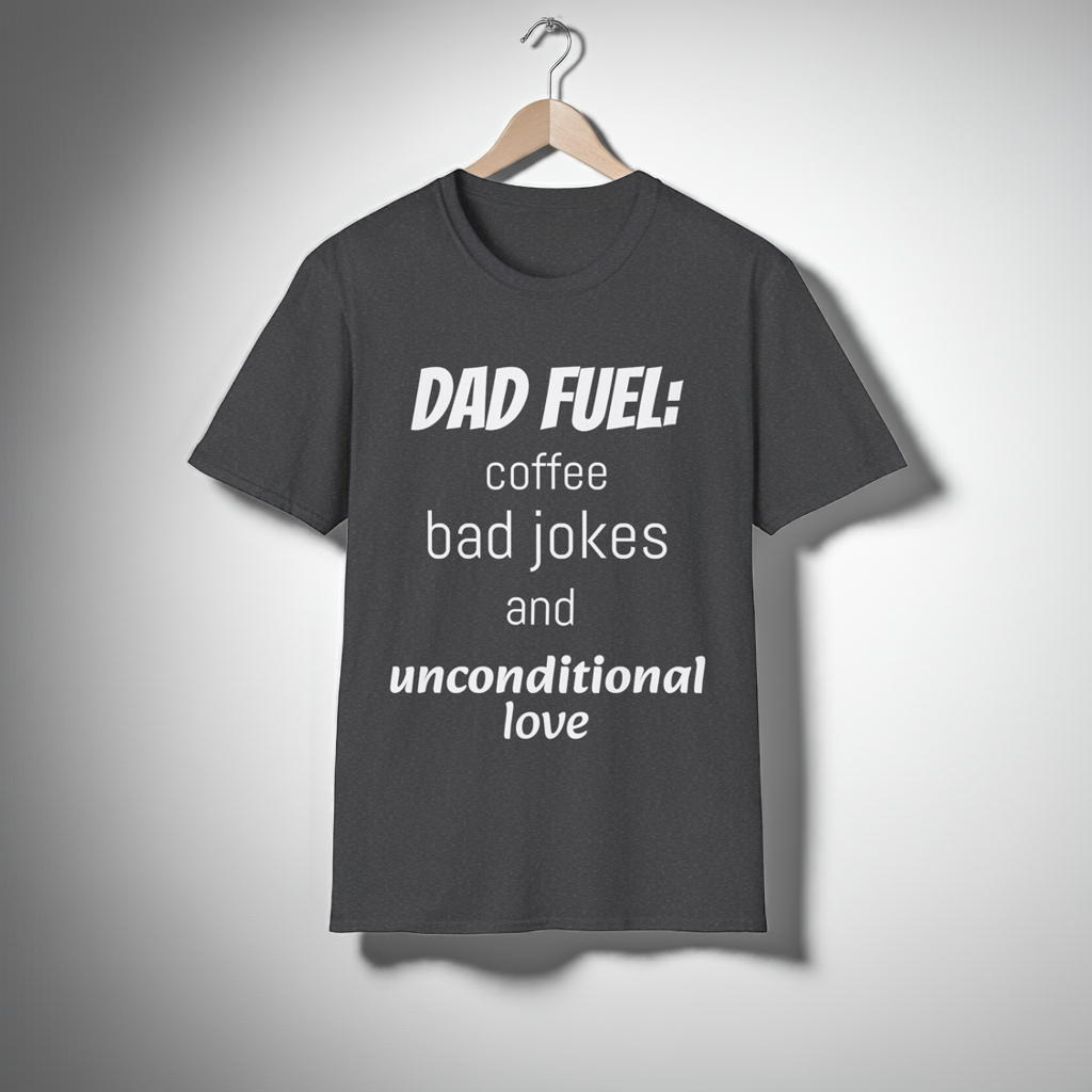 Dad Fuel Funny T-Shirt – Coffee, Bad Jokes & Unconditional Love