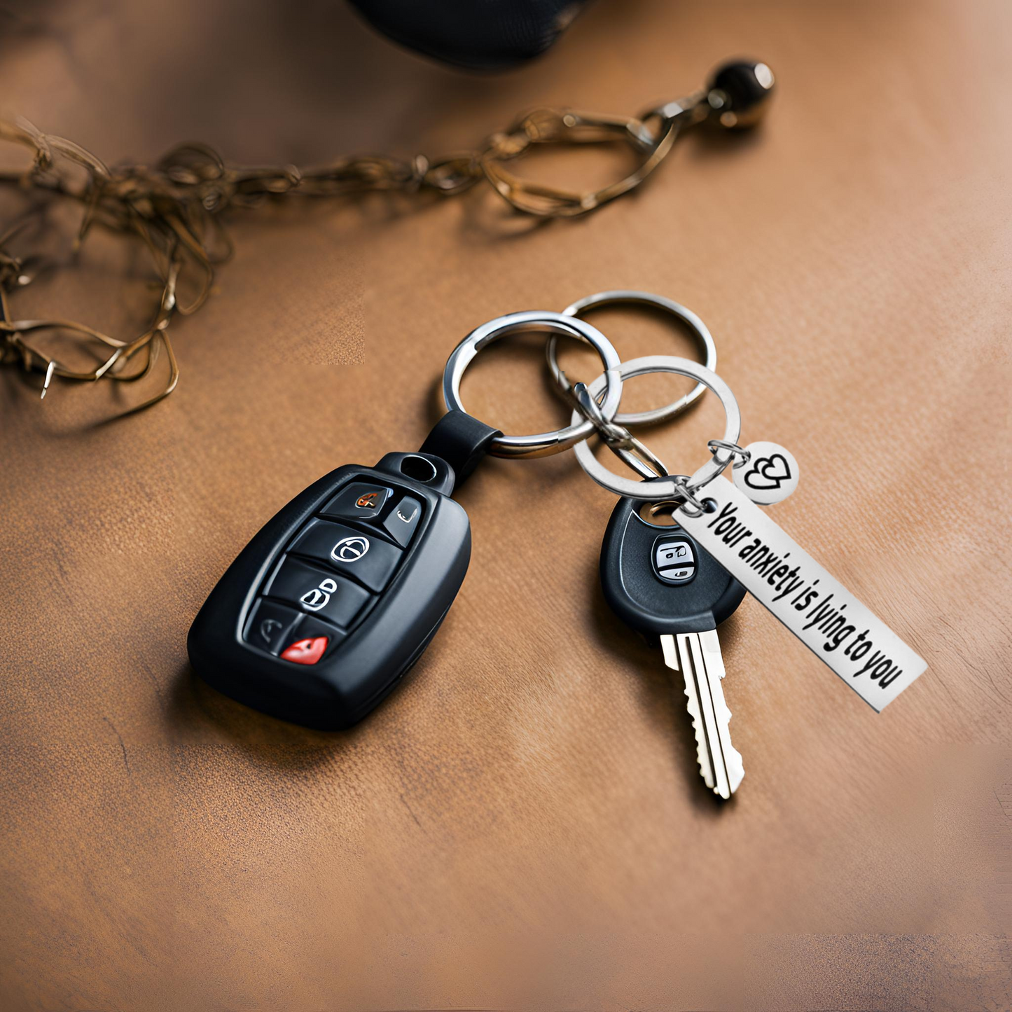 Mindfulness Keychain for Anxiety Relief, Self Care, and Mental Health Support