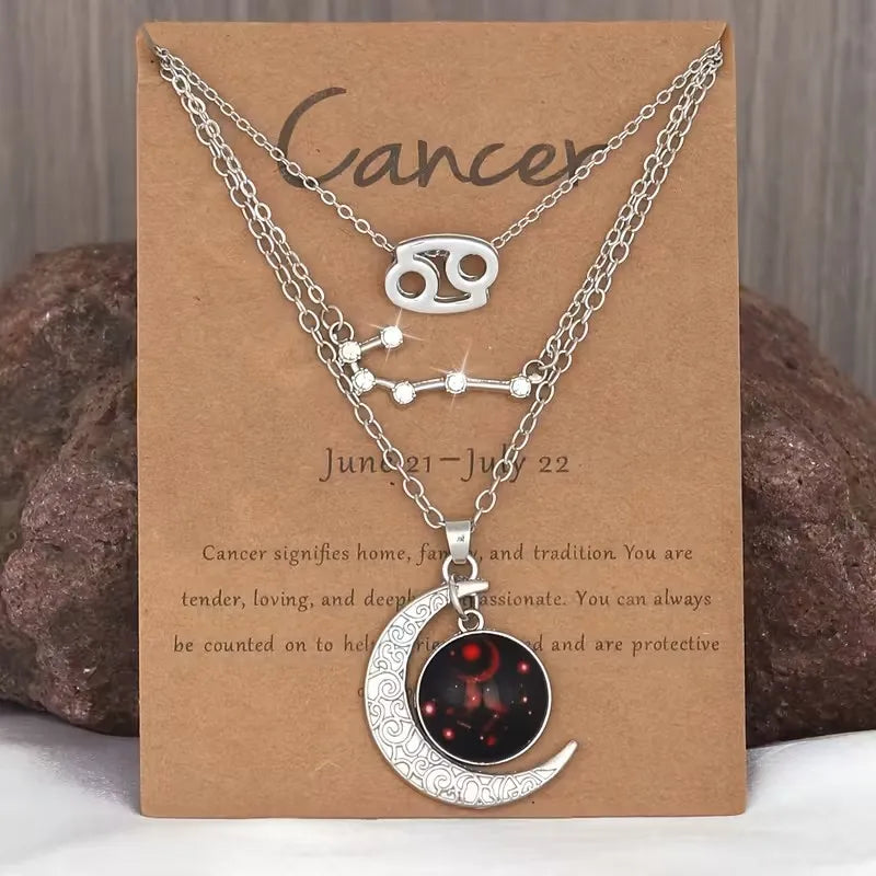 Zodiac Moon Glow Pendant Necklace Set