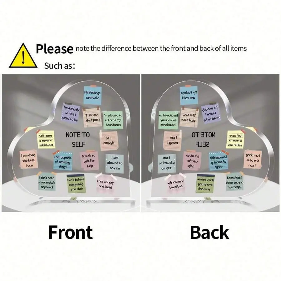 Acrylic Heart Sign 4x4 Modern Mindfulness Decor for Home Therapy and Office