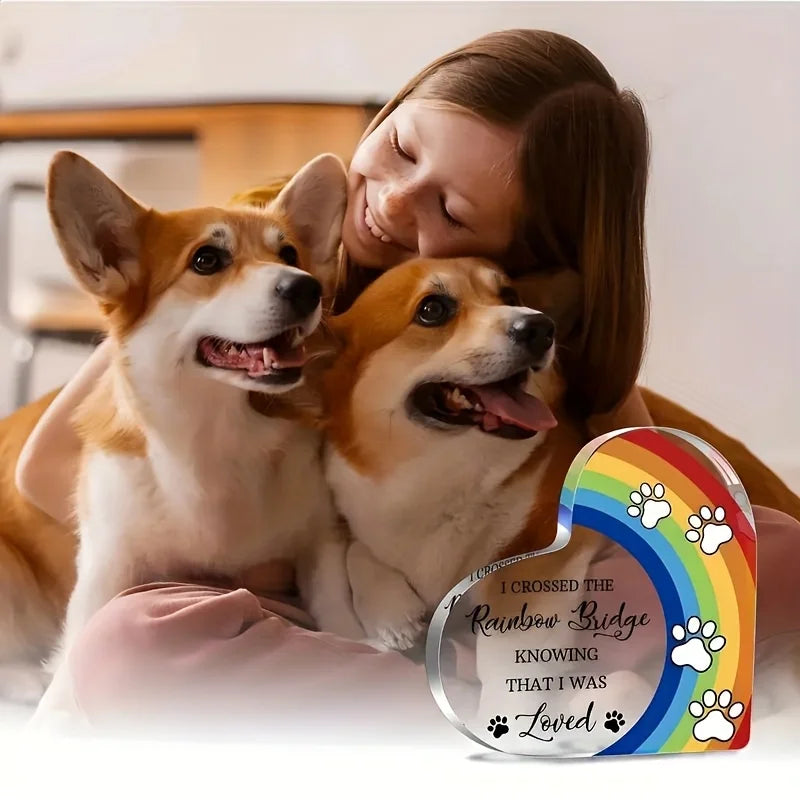 Personalized Pet Memorial Acrylic Rainbow Bridge Keepsake – Dog & Cat Loss Condolence Gift