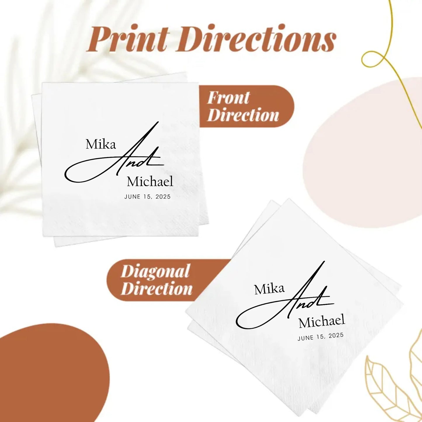 Personalized Wedding Paper Napkins | Custom Monogram Cocktail & Party Napkins