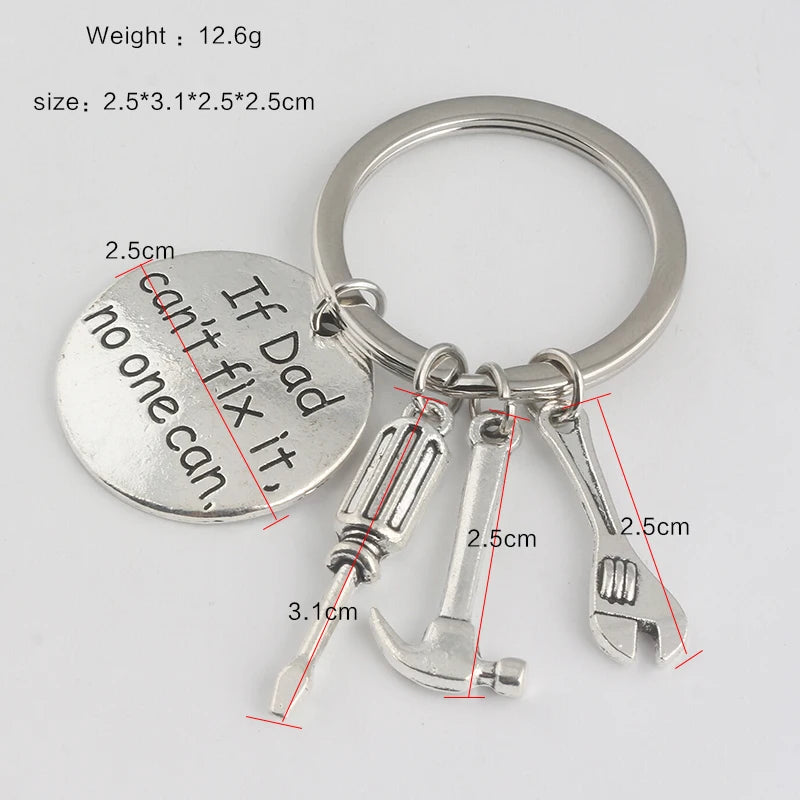 If Dad Can’t Fix It No One Can Keychain – Father’s Day Gift for Men, Funny Hand Tools Pendant