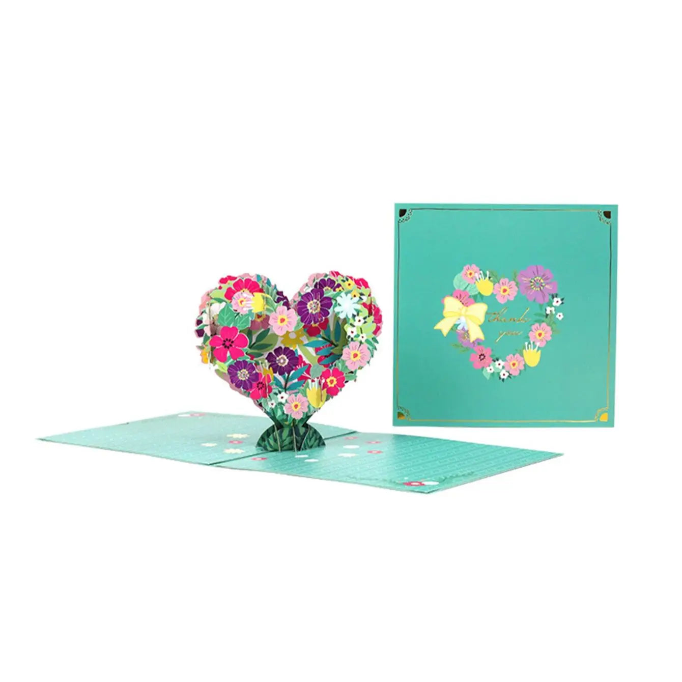 3D Pop-Up Floral Heart Design Card
