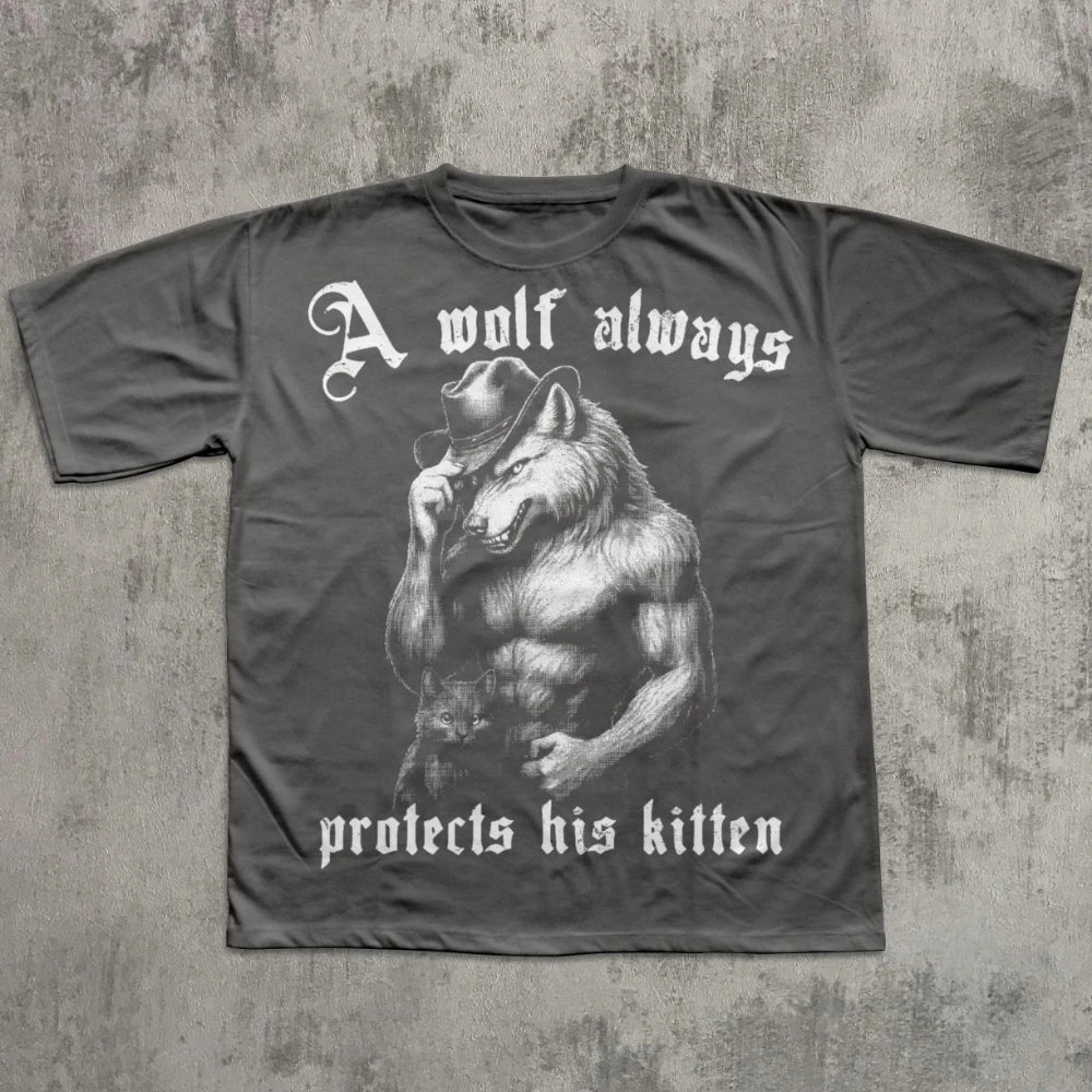 A Wolf Always Protects His Kitten T-shirt