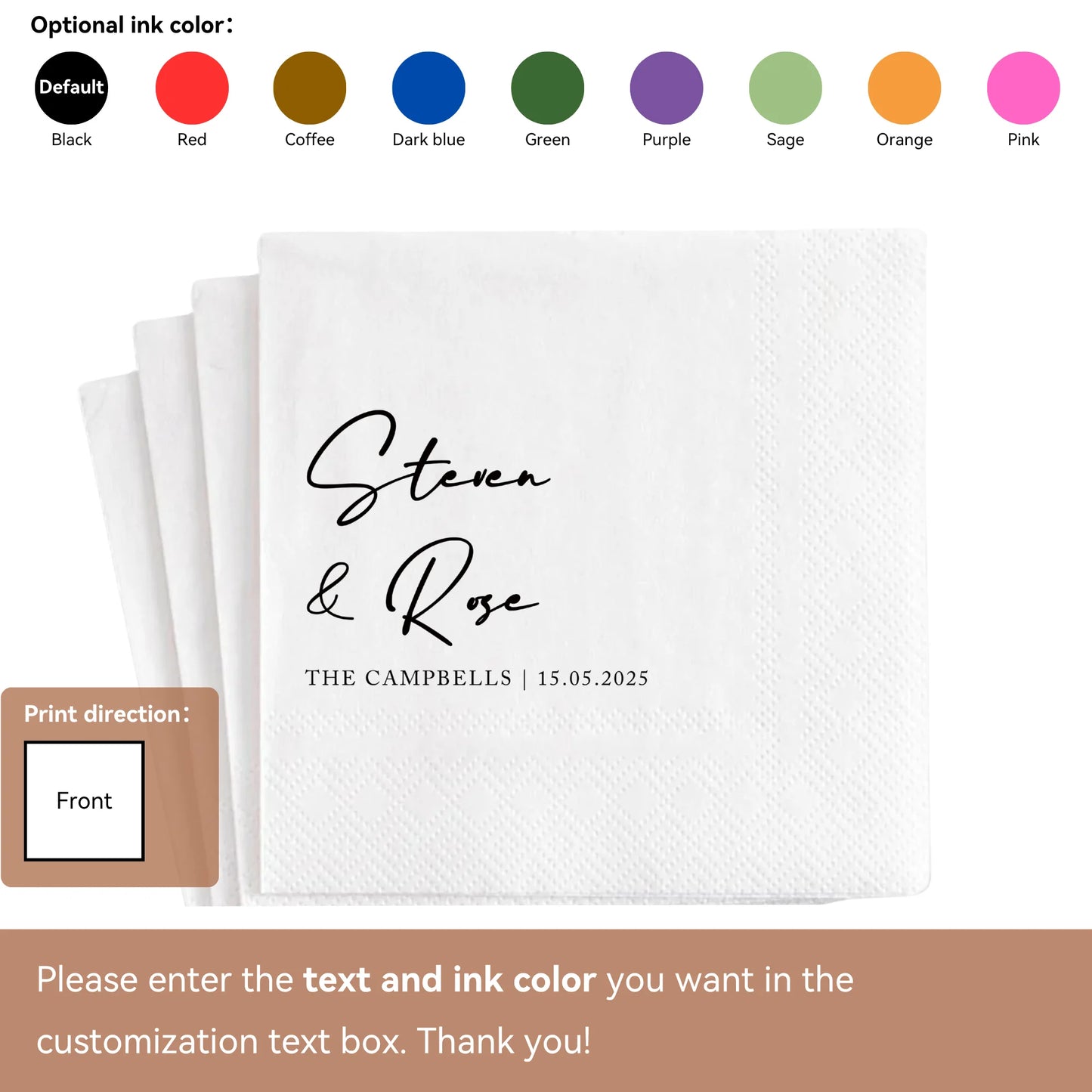 Personalized Wedding Paper Napkins | Custom Monogram Cocktail & Party Napkins