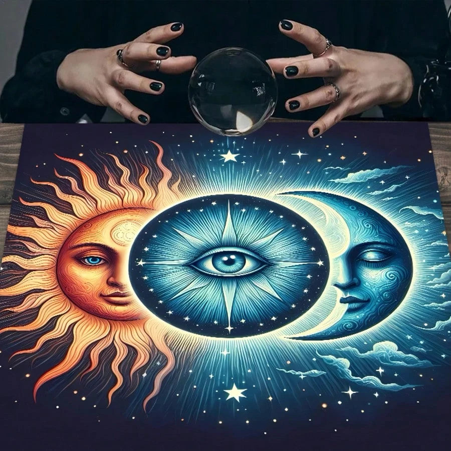 1PC Sun Moon Fabric Tarot Tablecloth
