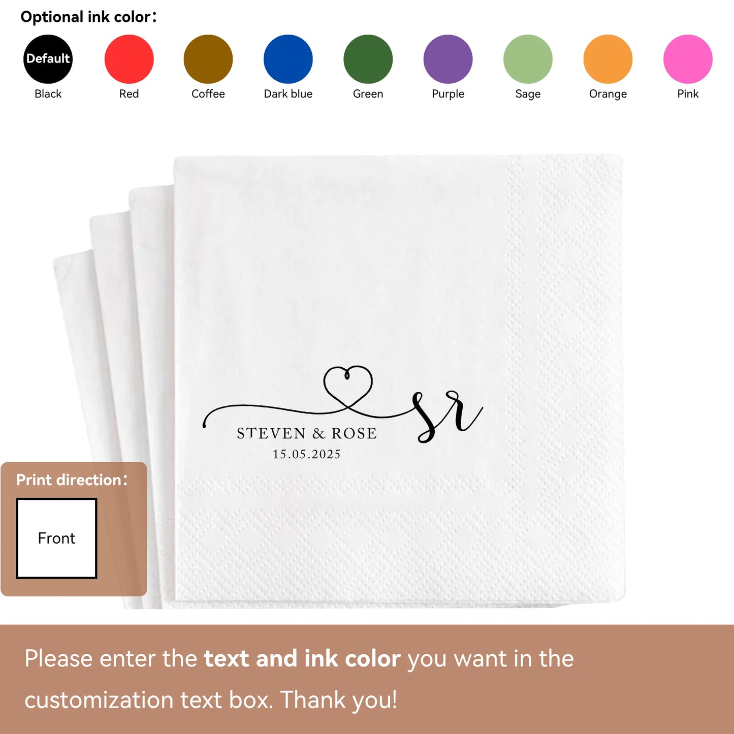 Personalized Wedding Paper Napkins | Custom Monogram Cocktail & Party Napkins