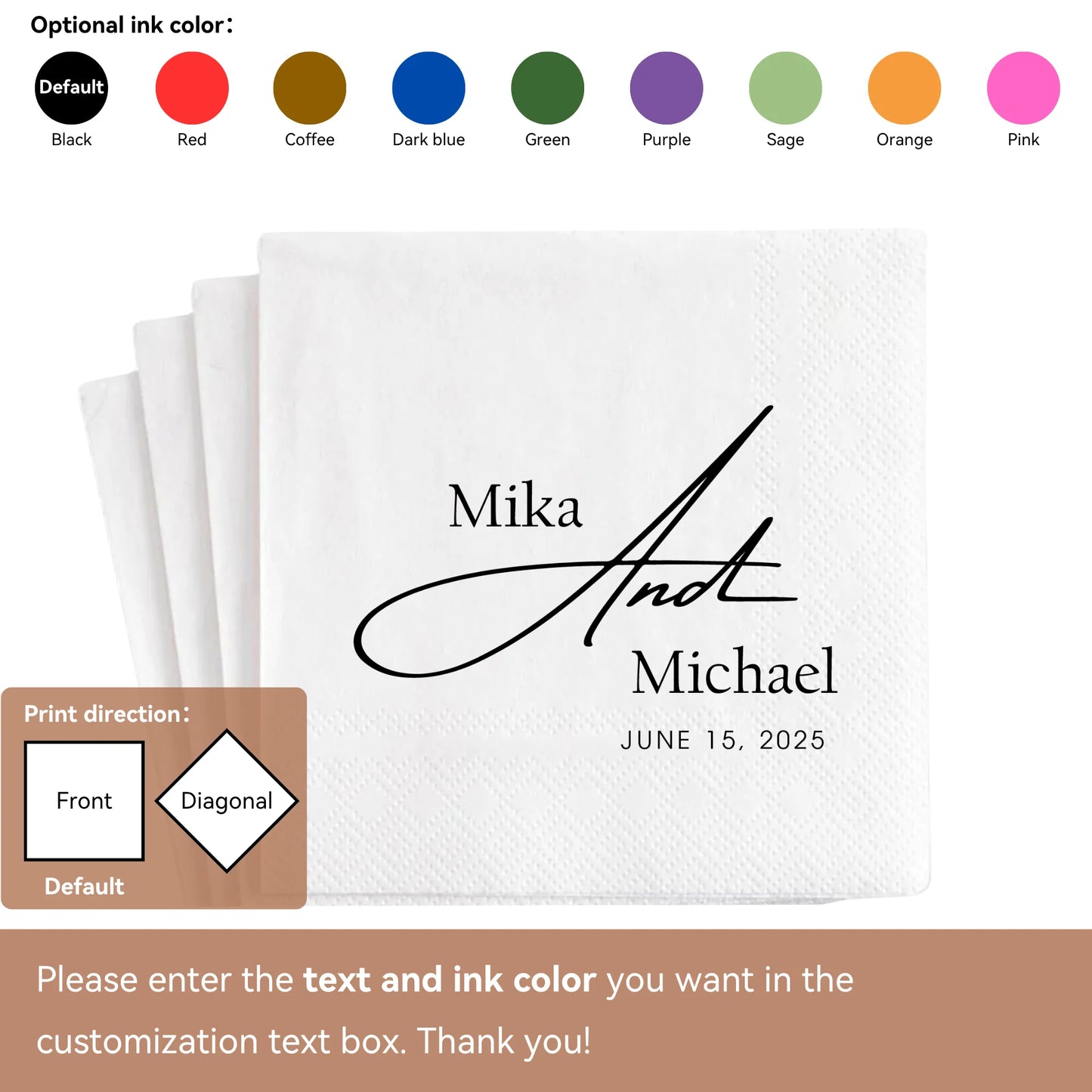 Personalized Wedding Paper Napkins | Custom Monogram Cocktail & Party Napkins