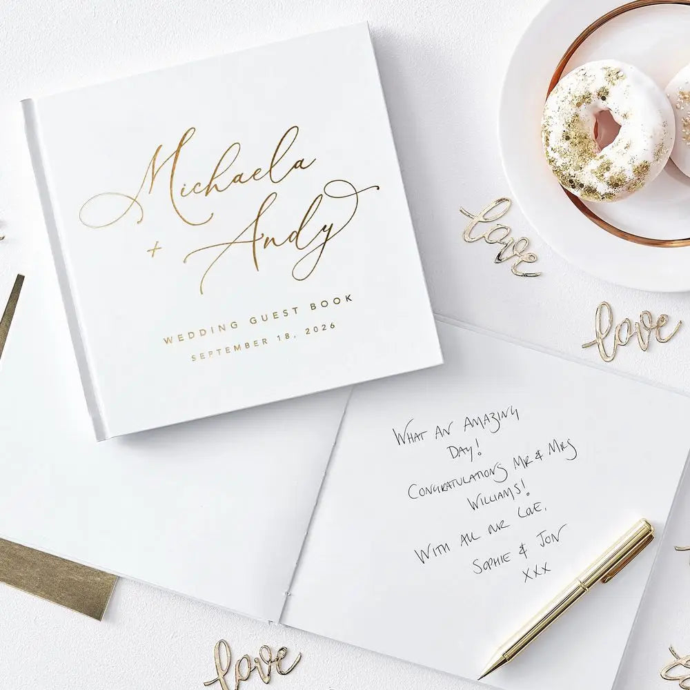 Personalized Wedding Guest Book | Custom Couple Names, City & Date Keepsake