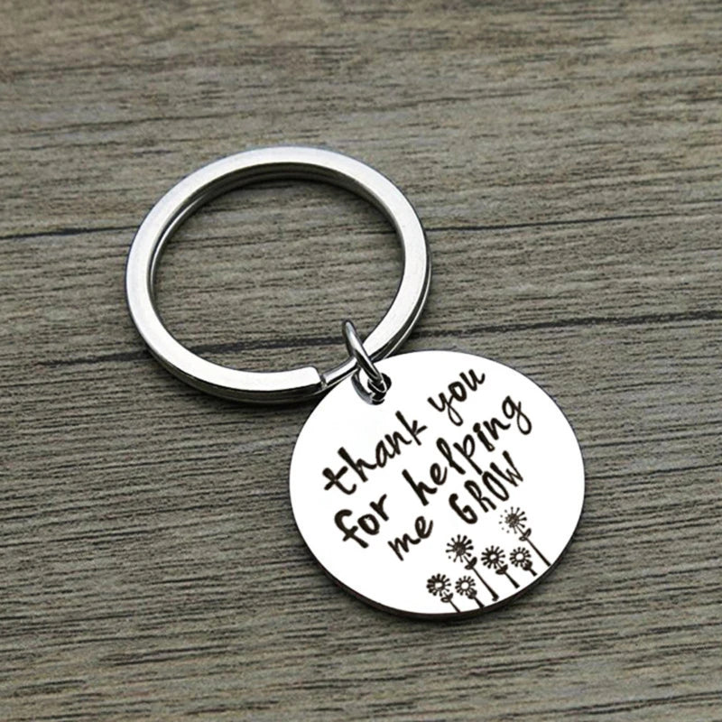 Thank You for Helping Me Grow Metal Keyring – Inspirational Gift