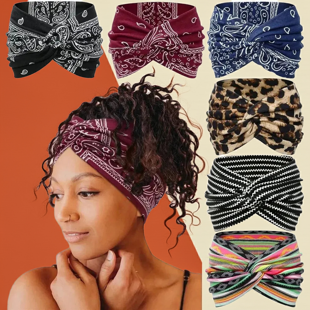 Boho Twisted Wide Headbands for Women – Yoga & Workout Hair Wraps