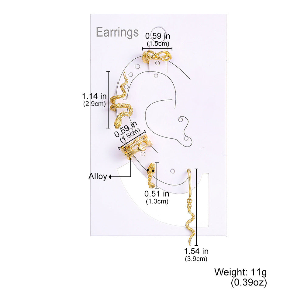 Punk Gold Plated Snake Clip Earrings