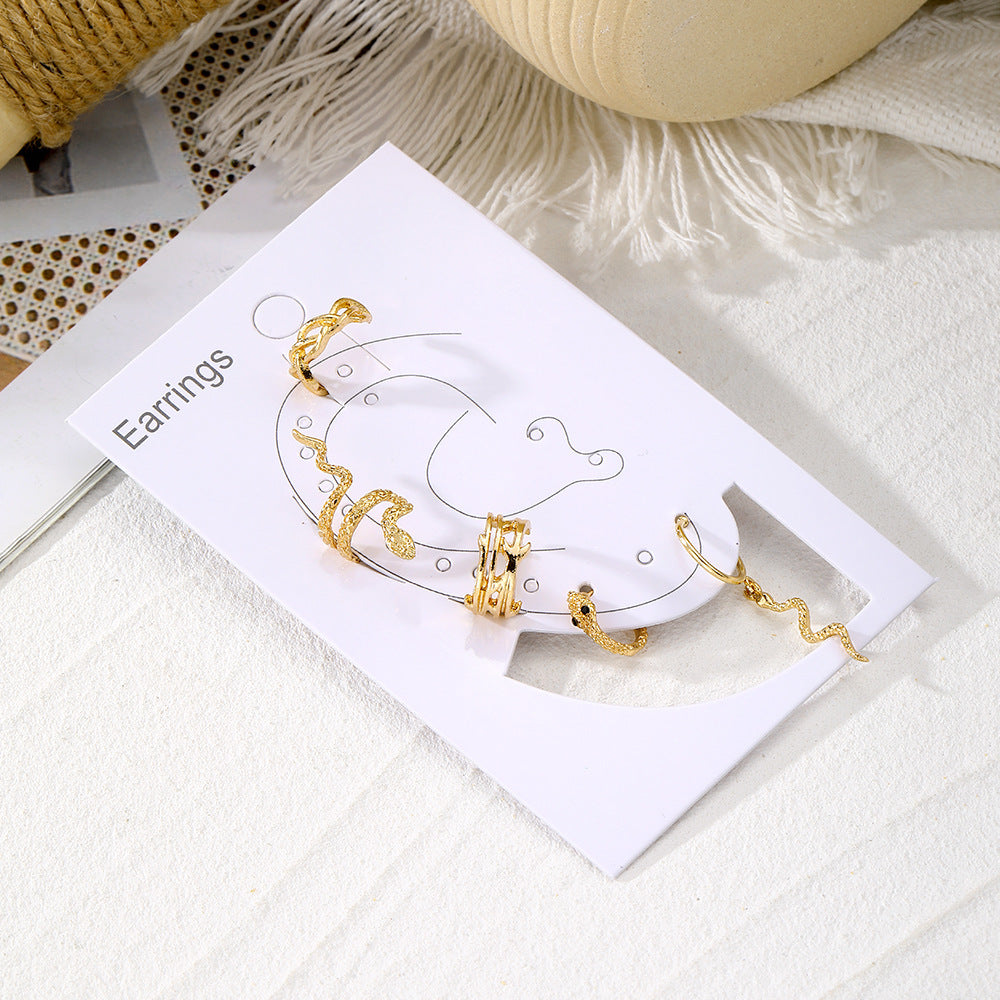 Punk Gold Plated Snake Clip Earrings