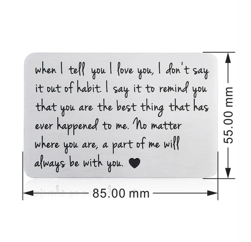 Wallet Insert Card Gifts for Him Men Husband Valentine from Wife Girlfriend Boyfriend Anniversary Birthday Gift for Groom Fiance